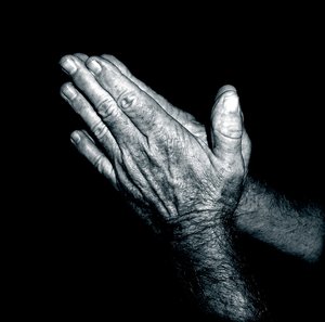 manos en oración - duotono